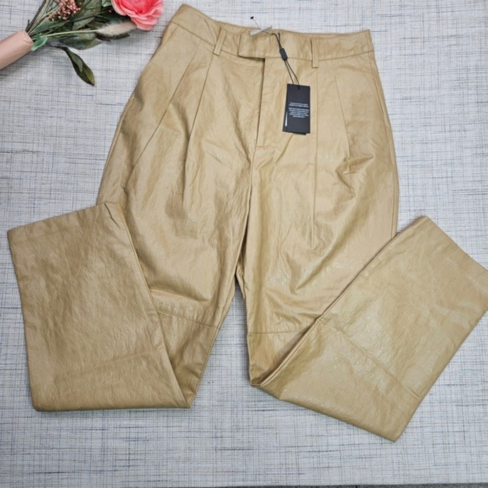 NWT Rails Revolve JO Straight‎ Pant Cafe Faux Leather Pleated Pants Size 6